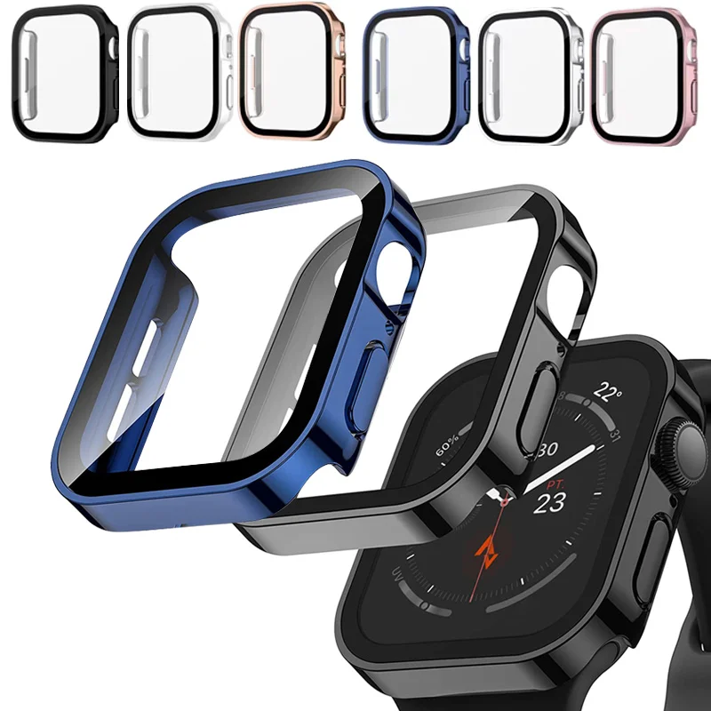 Watch Case Bumper - Electroplating Waterproof Case+Glass For Apple Watch