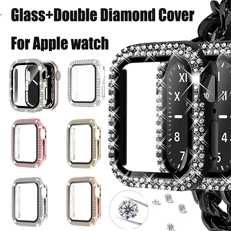 Watch Case Bumper - Glass+Diamond Cover For Apple watch case