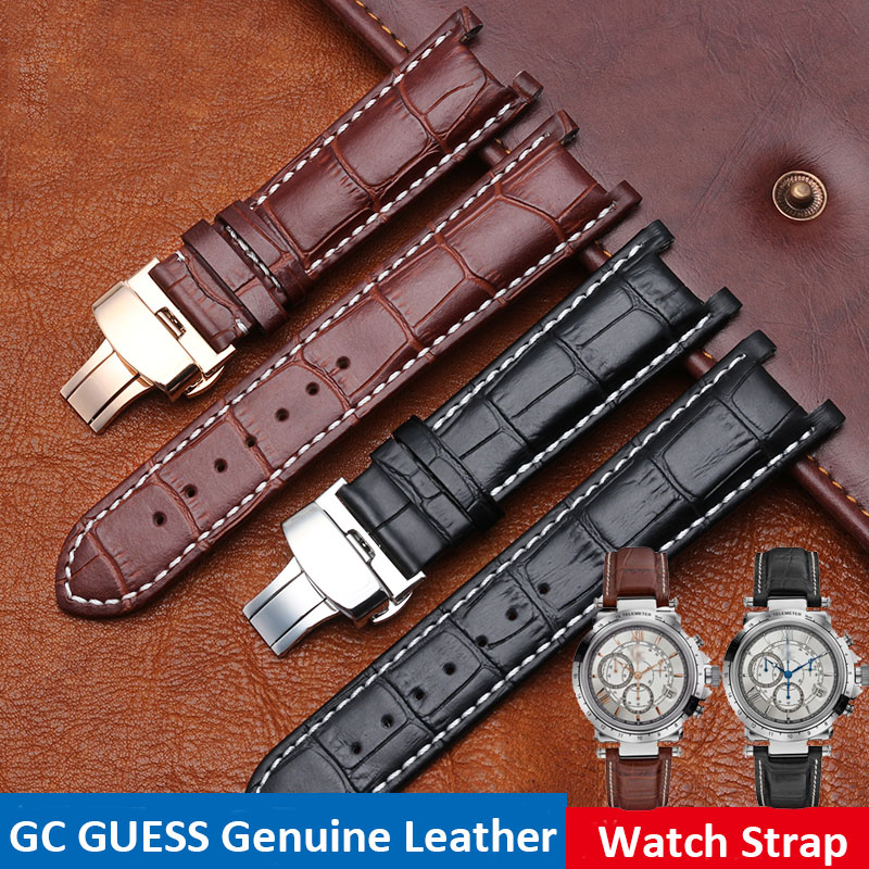 Smartwatch Guess - Kiểu Chữ V Dây Da Đồng