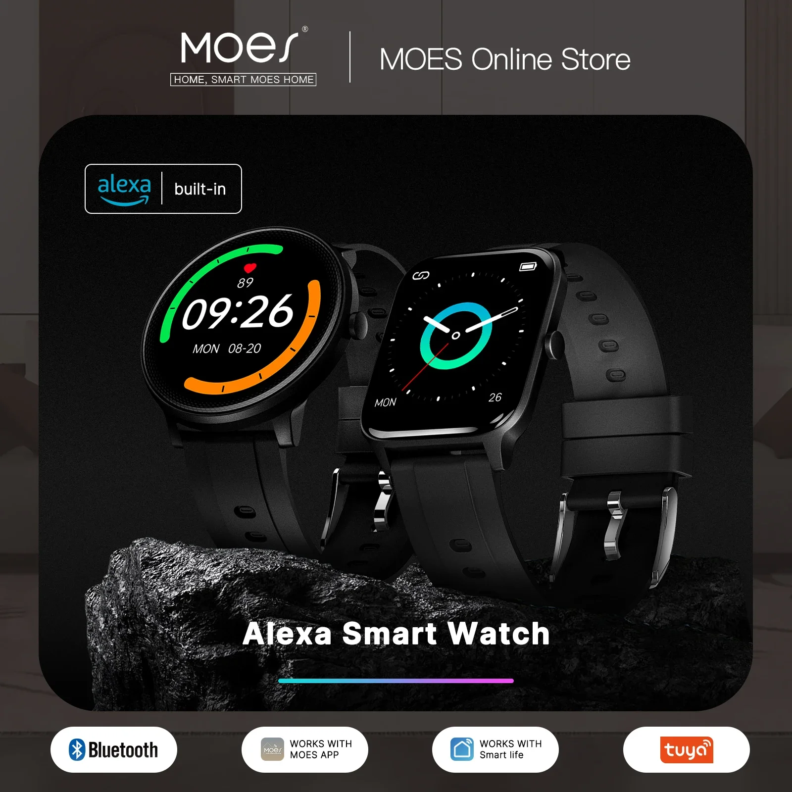 Smartwatch Touch - MOES Smart Watch Alexa Built-in Fitness