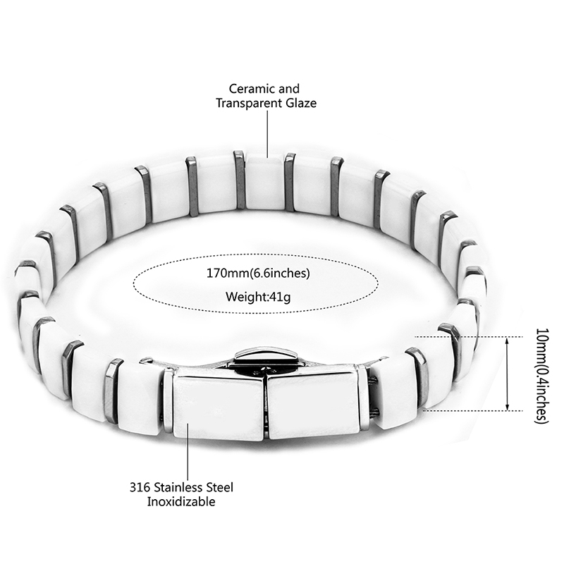 Trắng Đen Nam Sức Khỏe Vòng Ta - đánh giá và giá Ceramic Link Bracelet